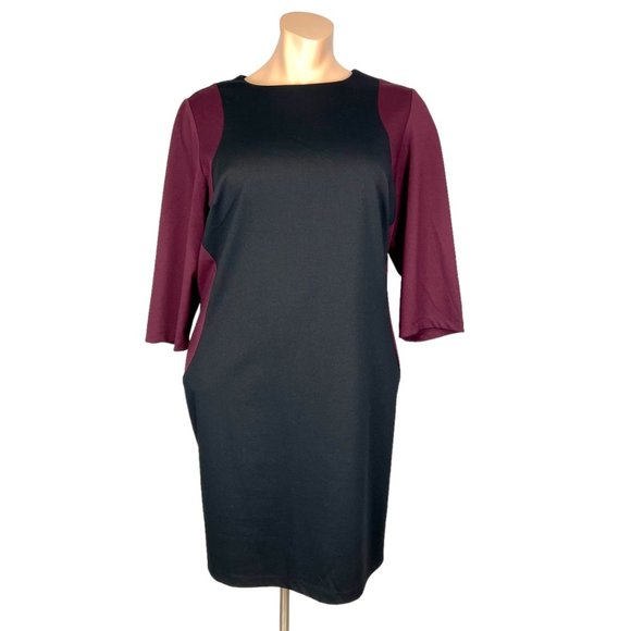 Lane Bryant Womens Colorblock Bodycon Sheath Dress Burgundy Black plus size 26 - Picture 3 of 13